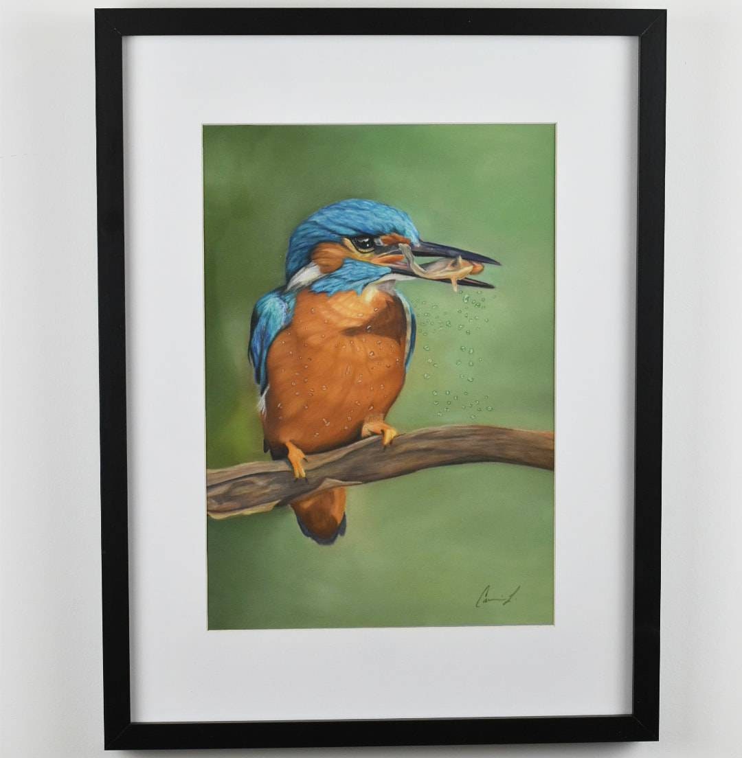 Kingfisher's Catch original pastel painting